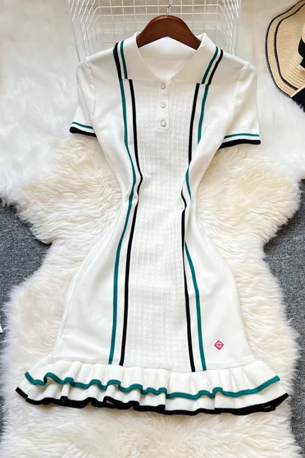 Alternative view of Women Knitted Mini Dress Ruffled Party Streetwear Sheath Outfit