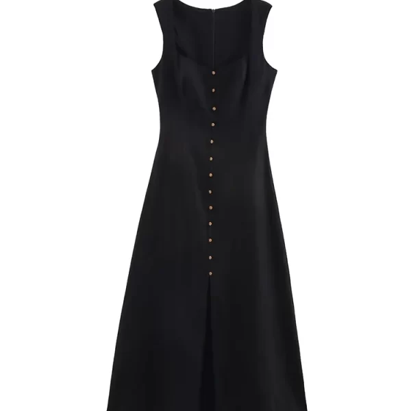 Alternative view of Women's A Line Sleeveless Polyester Dress with Button Front for Summer 2025