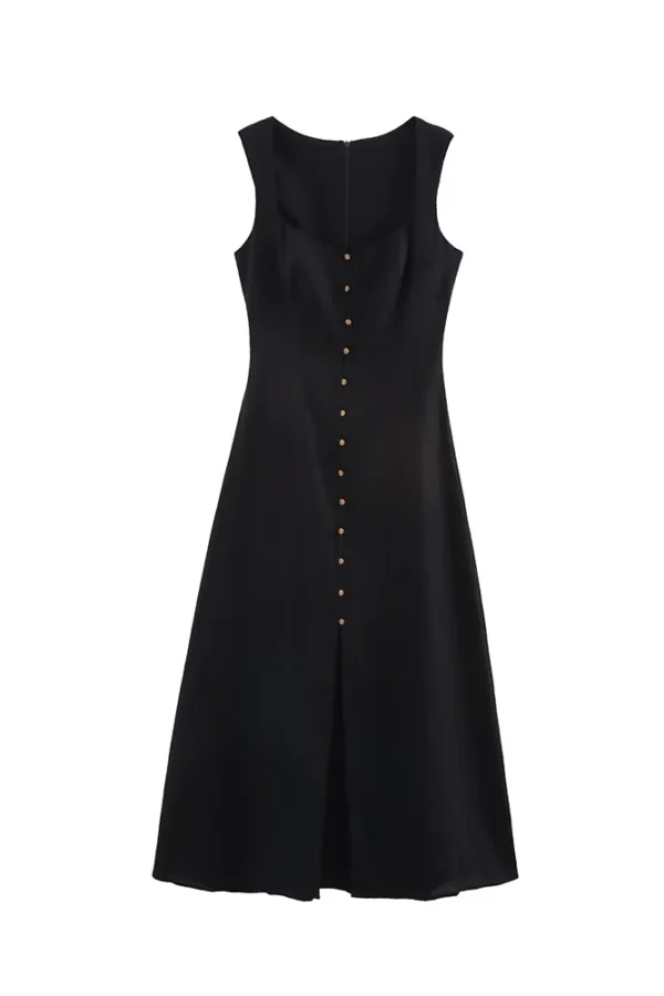 Alternative view of Women's A Line Sleeveless Polyester Dress with Button Front for Summer 2025