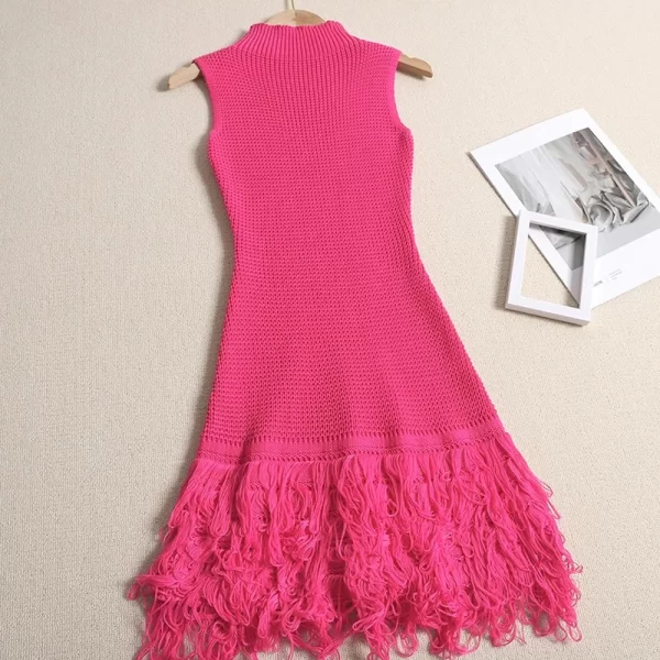 Alternative view of Knitted Mini Tassel Dress for Women Summer Beach Style A-Line Pullover
