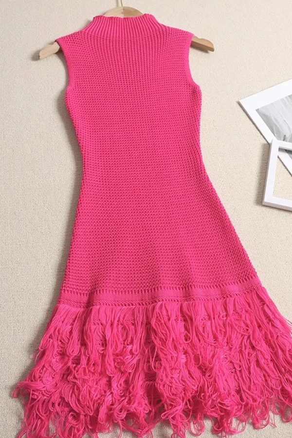 Alternative view of Knitted Mini Tassel Dress for Women Summer Beach Style A-Line Pullover