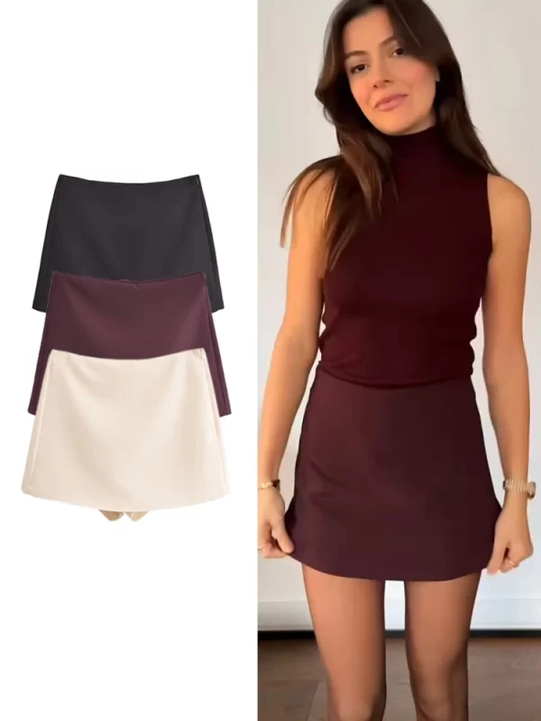 Women High Waist Solid Skort Shorts Skirts Spring Summer Casual Streetwear