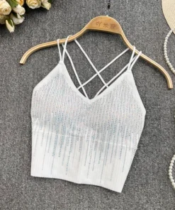Alternative view of Backless Sequin Crop Top for Women Club All Season Knit