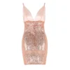 Sequin Spaghetti Strap Short Bodycon Evening Dress