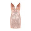 Sequin Spaghetti Strap Short Bodycon Evening Dress