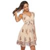 Sequin Embroidered V-Neck Sleeveless Mini Dress Sweet Office Party