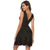 Sequin Embroidered V-Neck Sleeveless Mini Dress Sweet Office Party