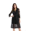 Womens Sequin Embroidered V-Neck Flared Mini Dress