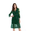 Womens Sequin Embroidered V-Neck Flared Mini Dress