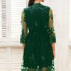 Womens Sequin Embroidered V-Neck Flared Mini Dress