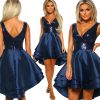 Womens V-Neck Sequin Sleeveless High-Low Cocktail Dress