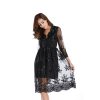 Womens Sequin Embroidered V-Neck Flared Mini Dress