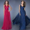 Sequin Dress V-Neck Backless Mesh Waist A-Line Sleeveless Long Evening Gown
