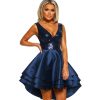 Womens V-Neck Sequin Sleeveless High-Low Cocktail Dress
