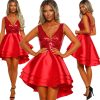 Womens V-Neck Sequin Sleeveless High-Low Cocktail Dress