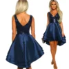 Womens V-Neck Sequin Sleeveless High-Low Cocktail Dress