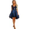 Womens V-Neck Sequin Sleeveless High-Low Cocktail Dress
