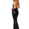 Sequin Backless Mermaid Evening Dress Spaghetti Strap Bodycon Maxi Gown
