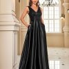 Deep-V Sleeveless Sequin Elegant Evening Gown Bridesmaid Plus Size