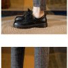 Womens Preppy Round Toe Lace-Up Leather Platform Shoes Oxfords