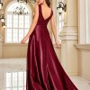 Deep-V Sleeveless Sequin Elegant Evening Gown Bridesmaid Plus Size