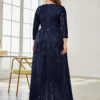 Women Plus Size Sequin Long Sleeve V-Neck Elegant Evening Party Dress