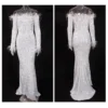 Feather Off-Shoulder Sequin Velvet Stretch Mermaid Evening Party Dress