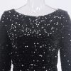 Long Sleeve Sequin Stretch Velvet Mermaid Evening Dress