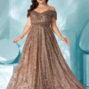 Plus Size Velvet Sequin Spaghetti Strap Evening Gown 2025 Summer Slimming Dress