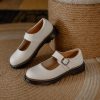 Womens Preppy Round Toe Mary Jane Shoes Buckle Strap Leather Platform
