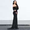 Sexy Off-Shoulder Long Sleeve Sequin Mermaid Party Maxi Dress Plus Size