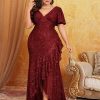 Plus Size Mermaid Sequin Evening Dress V-Neck Sleeveless High Waist