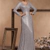 Sequin Long Sleeve V-Neck Elegant Maxi Evening Gown Women Dress