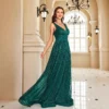 Emerald Green Sequin Backless Slim Evening Gown Womens Bridesmaid Dress