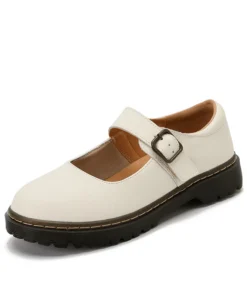 Womens Preppy Round Toe Mary Jane Shoes Buckle Strap Leather Platform