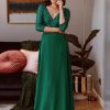 Plus Size Sequin V-Neck 3/4 Sleeve Evening Dress