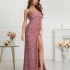 Womens Sequin Bodycon Evening Dress Spaghetti Strap V-Neck High Slit