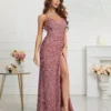 Womens Sequin Bodycon Evening Dress Spaghetti Strap V-Neck High Slit