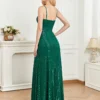 Spaghetti Strap V-Neck Sequin Evening Dress Bridesmaid Party Wedding Plus Size