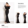 Feather Off-Shoulder Sequin Velvet Stretch Mermaid Evening Party Dress
