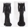 Feather Off-Shoulder Sequin Velvet Stretch Mermaid Evening Party Dress