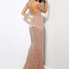 Sequin Evening Dress Women Spaghetti Strap V-Neck Backless Mermaid Gown
