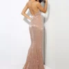 Sequin Evening Dress Women Spaghetti Strap V-Neck Backless Mermaid Gown