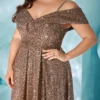Plus Size Velvet Sequin Spaghetti Strap Evening Gown 2025 Summer Slimming Dress
