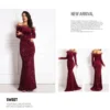 Feather Off-Shoulder Sequin Velvet Stretch Mermaid Evening Party Dress