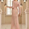 Elegant VNeck Long Sleeve Sequin Long Evening Dress Wedding Guest Cocktail