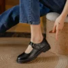 Womens Preppy Round Toe Mary Jane Shoes Buckle Strap Leather Platform