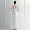 Strapless Sequin Slit Mermaid Maxi Evening Dress Hostess Plus Size