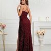 Womens Sequin Bodycon Evening Dress Spaghetti Strap V-Neck High Slit