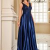Deep-V Sleeveless Sequin Elegant Evening Gown Bridesmaid Plus Size